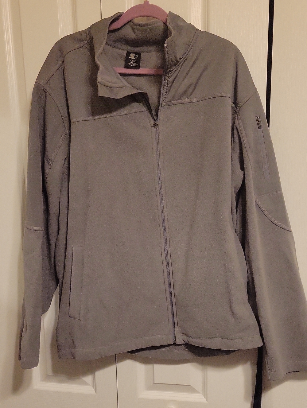 STARTER Mens Light Gray Full-Zip Utility Fleece Jacket 2x